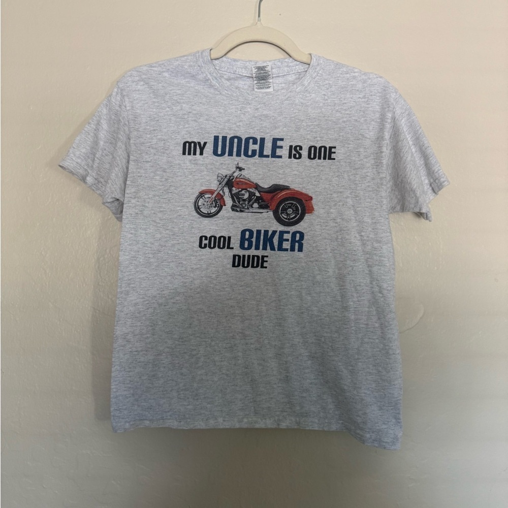 Gildan Light Gray Biker Graphic Tee